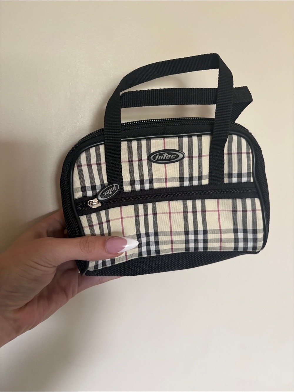 Plaid Small DS holder in Cream and Black